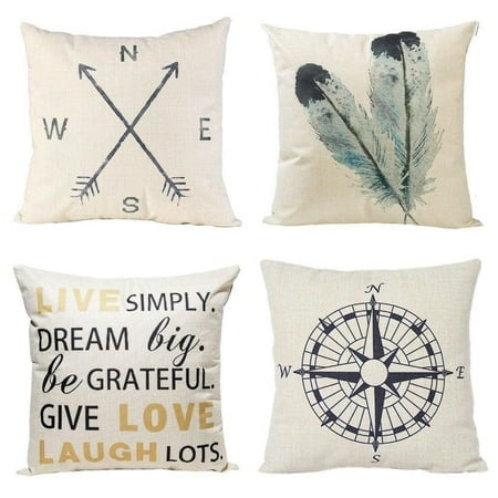 Shop Throw Pillows Vinyl Boutique Shop Nautical and Quote 18 Inch Decorative Throw Pillow Covers (set of 4) ()