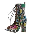 thumbnail image 2 of LSLJS Chaussures pour Femmes Été Mode Antidérapantes Talons Hauts Épais Décontractées à Lacets Sandales à Bout Pointu Serpentin, 2 of 9