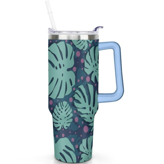 40 oz Hawaii Tropical Plants Tumbler with Handle, Spill Proof Lid, Straw, Double Insulated Travel Mug, Gifts for Men Women, Travel Must Haves
