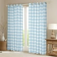 thumbnail image 2 of Homewish Blue Plaid Curtains Pack of 2 (42x84 Each), Geometric Buffalo Grid Curtains Blackout, Cute Checkered Bedroom Curtains, Luxurious Bedroom Decor, 2 of 6
