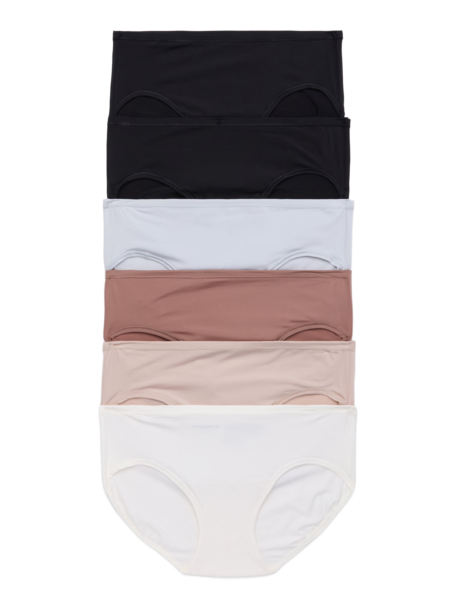 Joyspun Women's Microfiber Hipster Panties, 6-Pack, Sizes XS-3XL