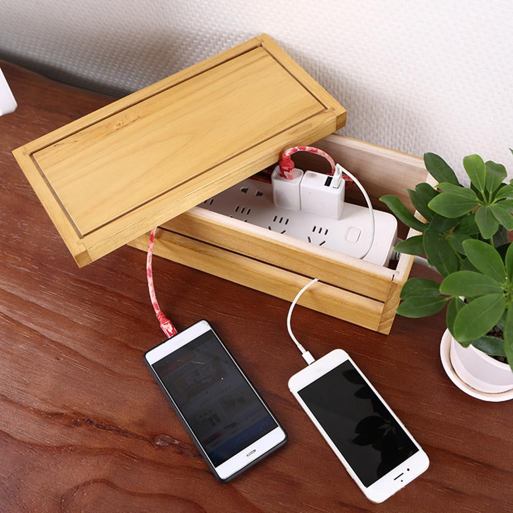 Fiocias 2x Cable Management Box Wooden Cable Organizer for Cable Extinguishers