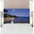 thumbnail image 1 of Hawaiian Headboard, Houses Clear Sky Full Moon Reflection at Daybreak on a Hawaii Beach Exotic Life, Upholstered Decorative Metal Bed Headboard with Memory Foam, Twin Size, Navy Sand, by Ambesonne, 1 of 4