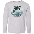 thumbnail image 3 of Inktastic Orca Whale Jumping Homer Alaska Scenic Long Sleeve Youth T-Shirt, 3 of 5