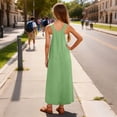thumbnail image 6 of FYDUU Girls Overall Dress Sleeveless Spaghetti Straps Maxi Dresses Summer Loose Casual Sundress Solid Color Jumper Dress With Pockets 5-6 Years, 6 of 7