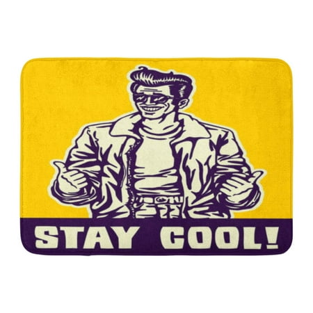 GODPOK Stay Cool Dude in Leather Jacket and Rockabilly Pompadour Hairstyle Making Thumbs Up Gesture Guy Vintage Rug Doormat Bath Mat 23.6x15.7
