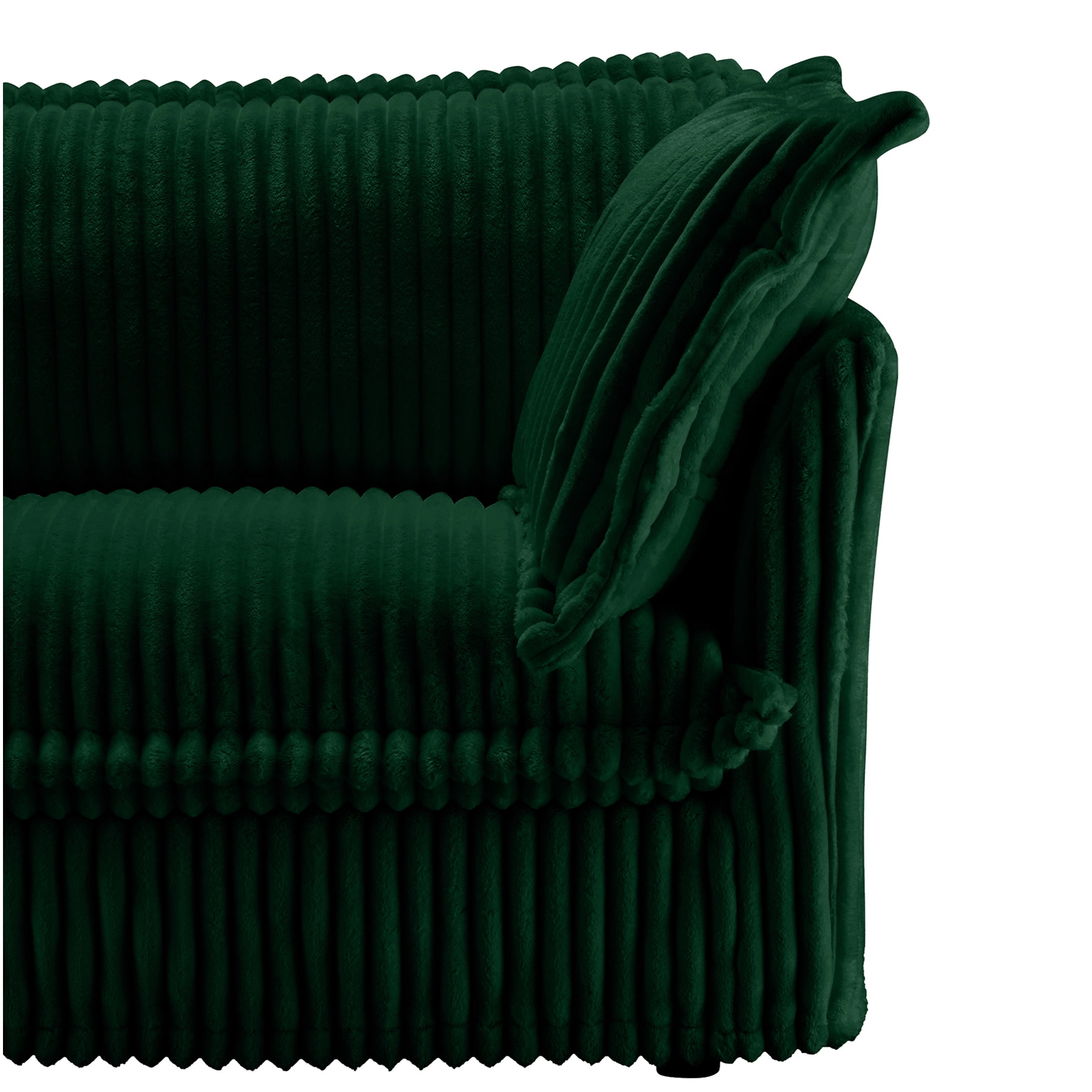 Green Corduroy Living Room Ottoman with Removable Cover, Modern Footrest Stool for Lounge