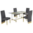 thumbnail image 1 of 5pc. 68" x 40" Glass Dining Set with 4 Chairs and Gold Stainless Steel, 1 of 4