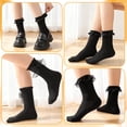 thumbnail image 5 of Bocaoying 6 Pairs Womens Ruffle Socks, Cute Lace Frilly Socks with Bowties, Sweet Dress Socks Mary Jane Socks (Black), 5 of 7