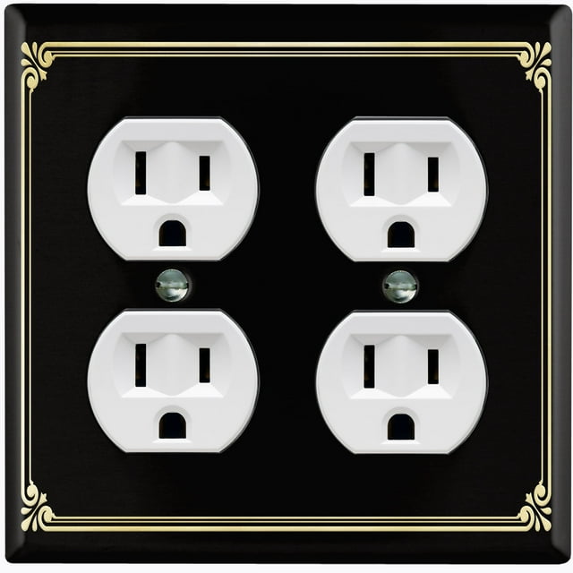 Metal Light Switch Plate Cover Elegant Victorian Floral Frame Black FRA072