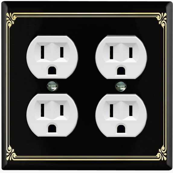 Metal Light Switch Plate Cover Elegant Victorian Floral Frame Black FRA072