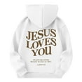 thumbnail image 4 of EANJE Love Like Jesus Hoodie Kids Back to School Clothes for Girls Long Sleeve Jesus Loves You Cute Graphic Hoodie Drawstring Pullover Pink Kids 10-12 Years Preppy Clothes White 3-4Y, 4 of 6