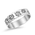 thumbnail image 2 of Unique Oak Leaf Rounded Engraved Oxidized Traditional Band Thumb Ring Size 9, 2 of 5