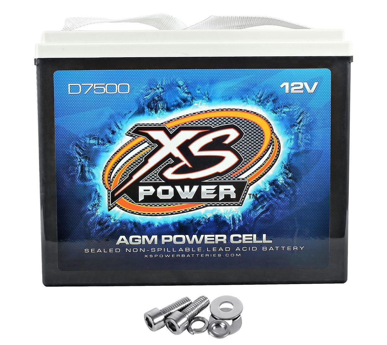 XS Power D7500 6000 Amp 12 Volt Car Audio Sealed AGM Battery+Power/Ground Wires