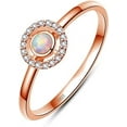 thumbnail image 3 of NUNCAD 18K Rose Gold Plated Sterling Silver Cubic Zirconia Opal Halo Engagement Ring, 3 of 5