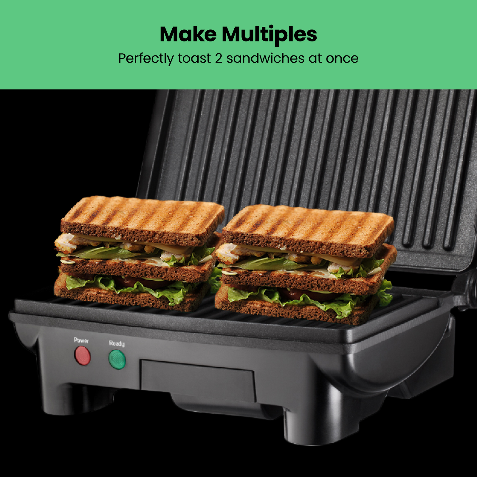 Chefman 3-in-1 Panini Press & Grill, 2-Slice Non-Stick, Opens Flat - Stainless Steel
