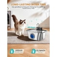 thumbnail image 3 of 108oz/3.2L Wireless Cat Water Fountain Stainless Steel, Pet Fountain, Battery Operated Cat Fountain, Automatic Pet Water Fountain for Cats and Dogs, 3 of 10