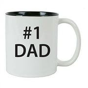 CUSTOMGIFTSNOW #1 Dad 11 oz White Ceramic Coffee Mug (Black) with Gift Box - Great Gift for Father's Day, Birthday, or Christmas Gift for Dad, Grandpa, Grandfather, Papa, Husband