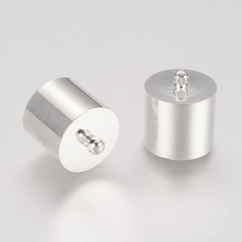 Brass Cord Ends End Caps Silver color Plated 16x14mm Hole: 1mm Inner Diameter: 13.5mm