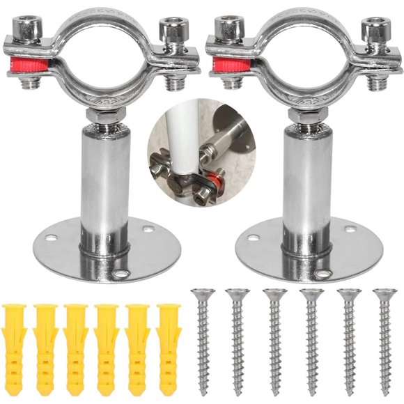 shiyou-Beduan 1.26 Inch Stainless Steel Pipe Support Wall Ceiling Mount Pipe Strap Clamp Adjustable Pipe Bracket Holder for PVC Metal Water Pipe Tube Fitting (Range 32-34mm/1.26"-1.34",Height:100mm-2