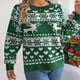 thumbnail image 4 of Suéter de cuello redondo para mujer, estampado navideño, cuello redondo, manga larga, suéter de punto, blusa para mujer, blusa de poliéster, 4 of 7