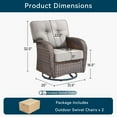 thumbnail image 7 of Unnifurnzi Outdoor Swivel Rocker Chairs Set of 2-Swivel Patio Chairs with 5" Thick Cushions Patio Chairs for Deck Porch Poolside Balcony-Brown/Beige, 7 of 7