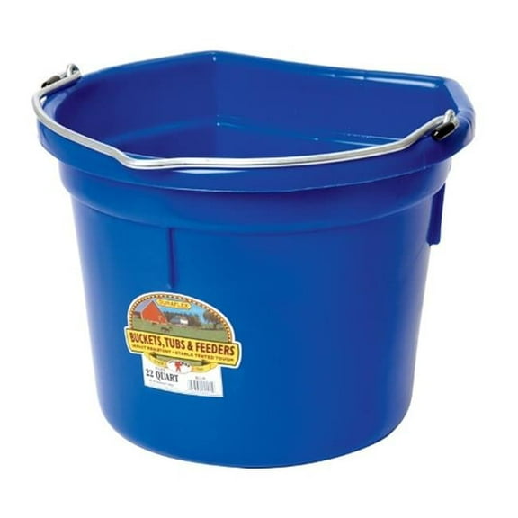 Miller P-22FBBLUE Flat-Back Plastic Bucket Blue - 22 qt