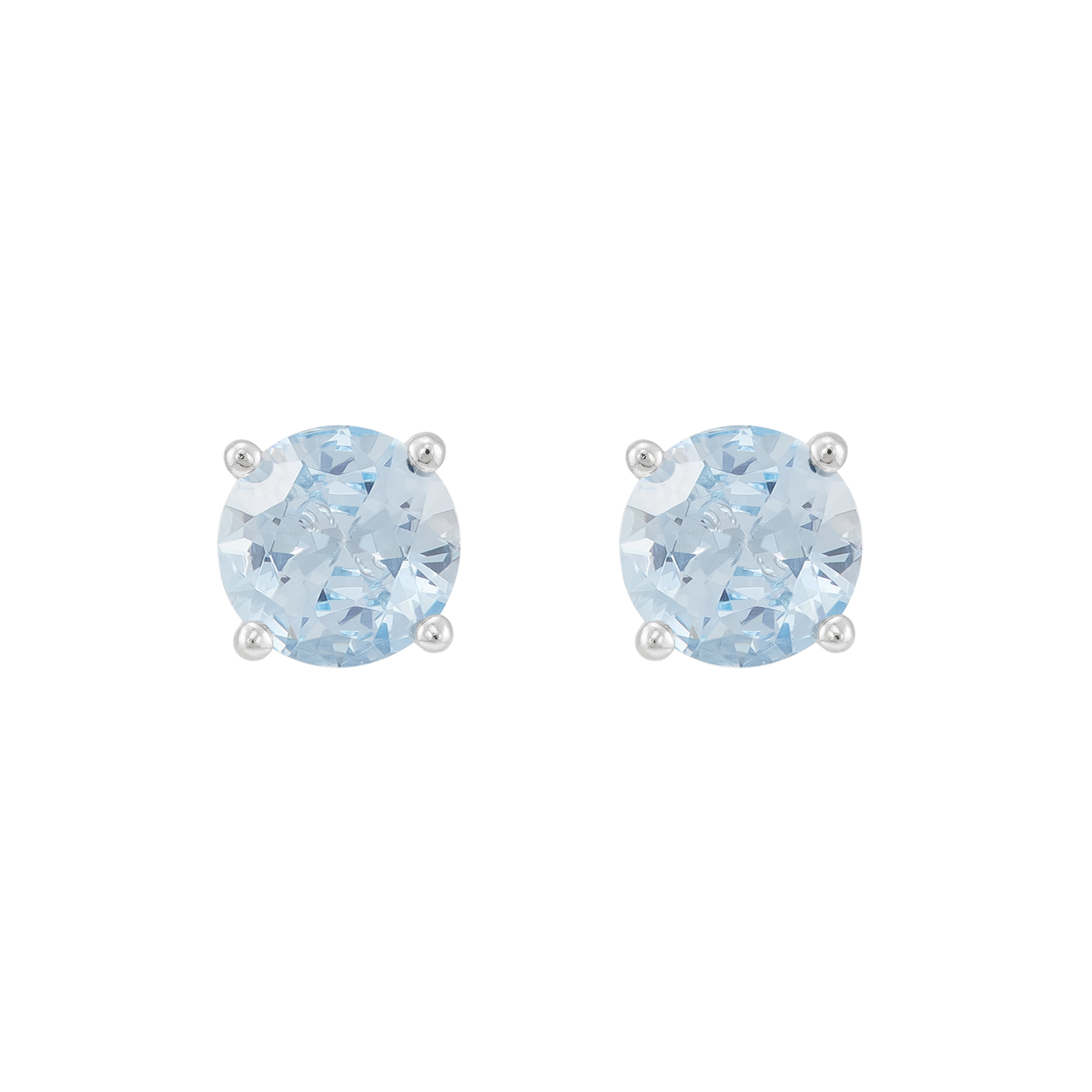 Brilliance Fine Jewelry Simulated Aquamarine and White Cubic Zircoina Pendant Necklace and Studs Set in Sterling Silver