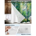 thumbnail image 3 of No Hook Cloth Fabric Shower Curtain with Snap in Liner, Green Oil Painting Waterproof Shower Curtains Set with See Through Top Window, Modern Abstract Art Summer Tree Bath Curtains Shower 54"x78", 3 of 6