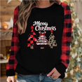 thumbnail image 2 of Merry Christmas Sweatshirt Womens Funny Xmas Elk Printed Plaid Raglan Long Sleeve Pullover Sweater Festivel Costume, 2 of 4