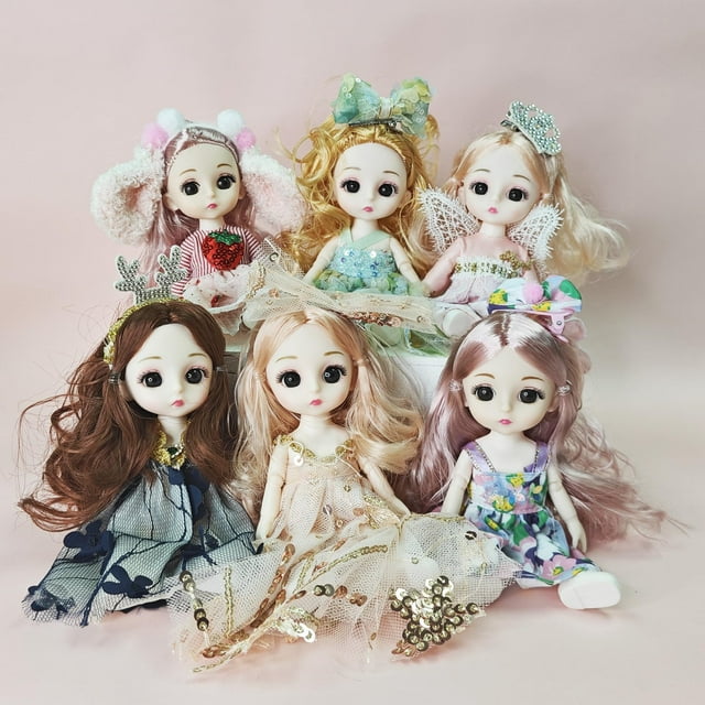 Paquete de 6 Muñecas Princesa Mini de 16.5 cm con Vestidos
