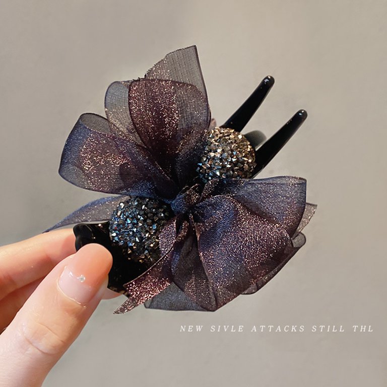 Gift with purchase Elegant Black Hair Clips Black Rhinestone Floral Hair Clip / Claw – Lisa Marie main image 2