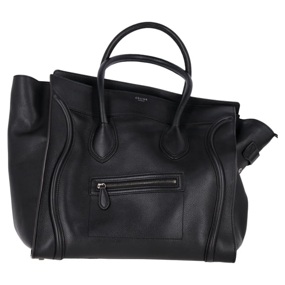 Pre-Owned Celine Drummed Shoulder Luggage Tote Bag in Black Leather