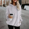 thumbnail image 1 of Winter Women Long Sleeve Fleece Hooded Sweatshirt Pullover Warm Jumper Sweaters With 1/4 Zip, 1 of 7
