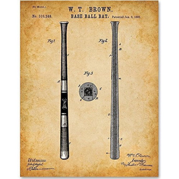 Baseball Bat - 11x14 Unframed Patent Print - Great Gift for Baseball Fans, Baseball Players or Boy's Room Decor
