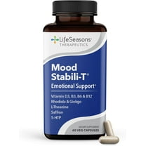 LifeSeasons - Mood Stabili-T - Positive Mood Booster - Enhanced Calmness and Happiness - Relaxed and Balanced Mind - Contains Rhodiola, Ginkgo Biloba, and Vitamin D3 - (60 Capsules)