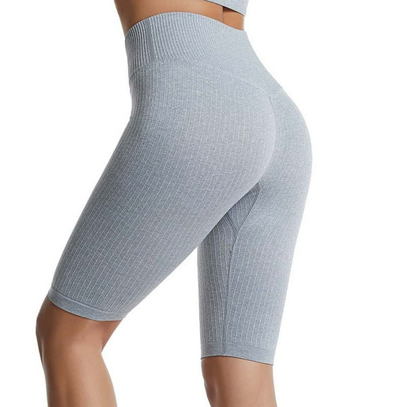 QLEICOM Womens Athletic Shorts, Plus Size Shorts, Fashion Casual Solid High Waist Elastic Yoga Pants Shorts Yoga Shorts, Running Shorts, Comfy Beach Shorts, Cycling Shorts Gray M