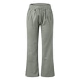 thumbnail image 7 of Diufon Linen Pants Women Summer Wide Leg Drawstring High Waist Pant Casual Loose Boho Beach Trousers with Pockets, 7 of 7