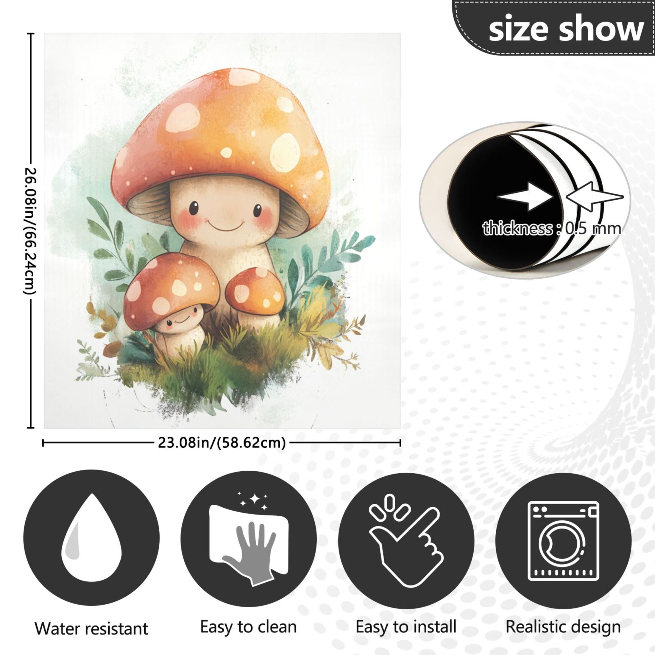 Dishwasher Magnetic Sticker 23x26 Inch Refrigerator Magnetic Sticker Washing Machine Magnetic Sticker Kitchen Panel Magnetic Sticker Home Decor Mushroom Man