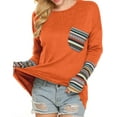 thumbnail image 3 of TWZH Women O Neck Long Sleeve Splice Retro Vintage Cardigans Top Blouse, 3 of 5