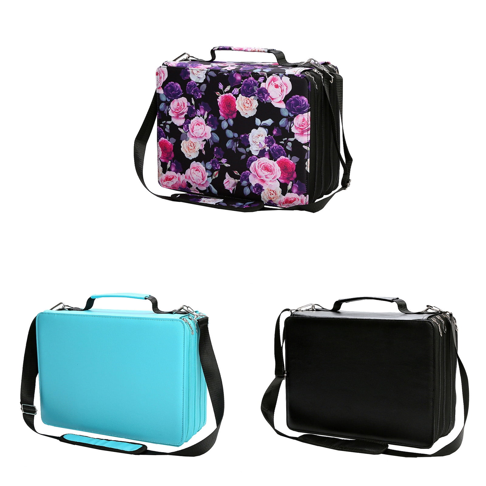 Permanent Paint Marker Sketch Markers Storage Bag 224 Slots Large Capacity Marker Case with Shoulder Strap, Multilayer