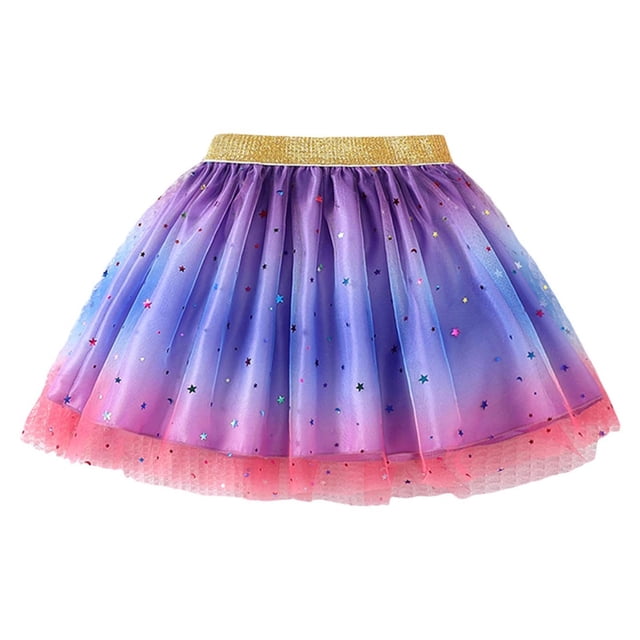 Quotay Jupe Fille Enfants Vacances Starlight Robe de Fête en Maille Jupe Tutu Rose,140