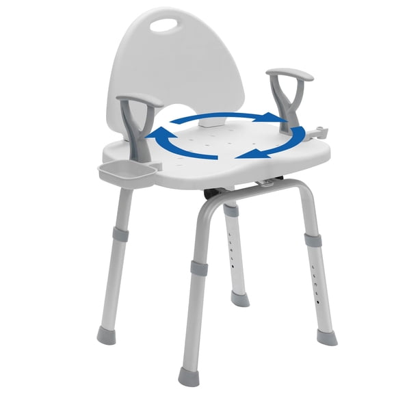 ZENART 360° Swivel Shower Chair for Seniors & Disabled - Adjustable Height Bath Chair with Armrests, Backrest- 450 lbs Capacity