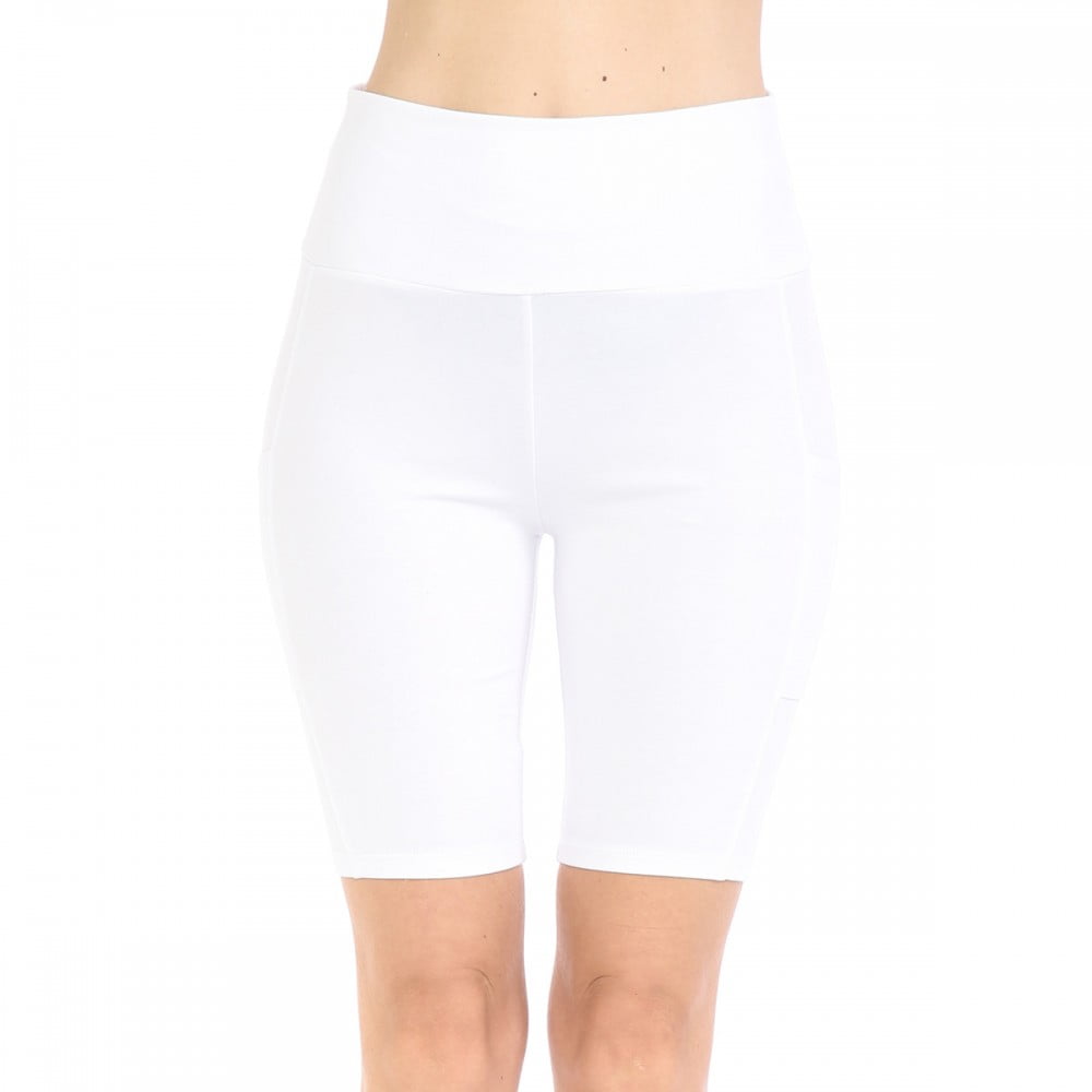 Women's High Waist Tummy Control Knit Bike Shorts With Phone Pockets