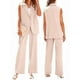 thumbnail image 3 of Conjuntos de 2 Piezas para Mujer: Chaleco Sin Mangas y Pantalón , Conjunto de Blazer Informal de Negocios. Caqui M, 3 of 6