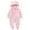 Pink, variant on WIBACKER Newborn Baby Jumpsuit Bear Footed Hooded Fleece Rompers Long Sleeve Onesies Outwear Outfits