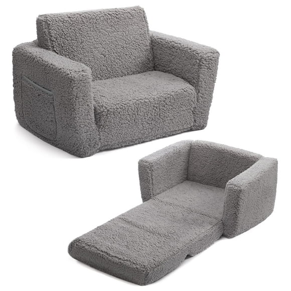 Sofá para niños pequeños ALIMORDEN 2 en 1 abatible Cuddly Sherpa Grey