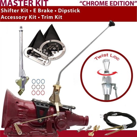 American Shifter C4 Shifter Kit Chrome 16 in. E Brake Cable Trim Kit Dipstick for F7023