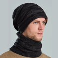 thumbnail image 1 of Knitted Beanie Hat Universal Autumn Winter Outdoor Thickened Warm Ear Protection Ski Scarf Two-piece Set, 1 of 5