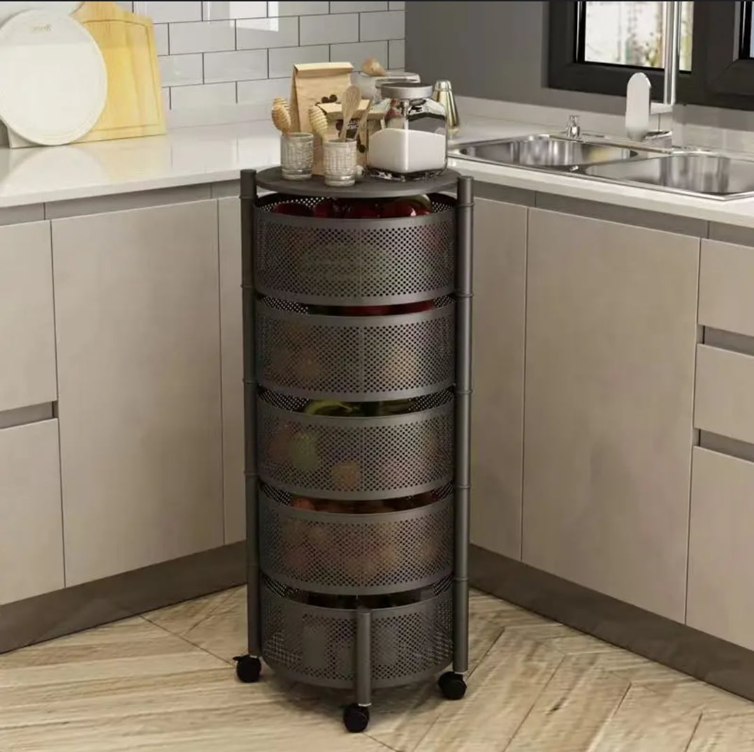 Klotel Fruit Vegetable Trolley Kitchen Storage Carts with Rotating Shelf